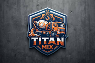 design a powerful concrete mixer logo for your brand