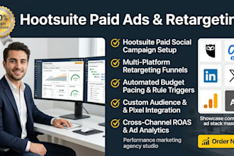 setup hootsuite paid social ads, budget pacing, and retargeting campaigns
