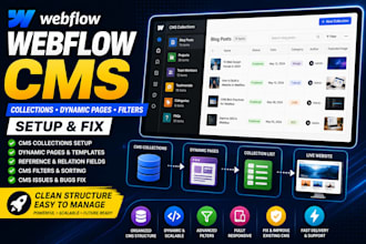 setup and fix webflow cms collections and dynamic pages