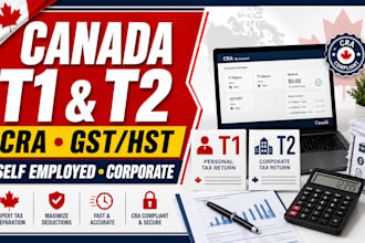 file canada t1 t2 tax return cra gst hst self employed corporation compliance