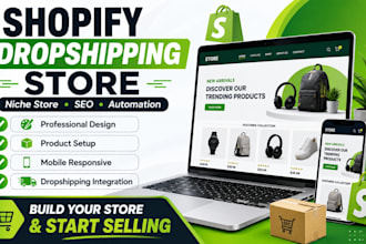 setup shopify dropshipping SEO niche store redesign automation website design
