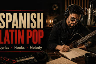 write and sing spanish latin pop songs, lyrics and catchy melodies