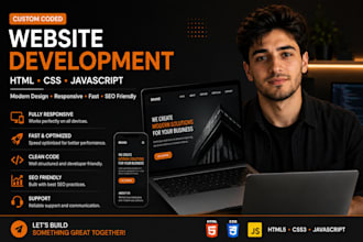 build a custom coded website with HTML CSS and javascript