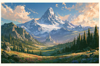 paint original watercolor fantacy landscape painting