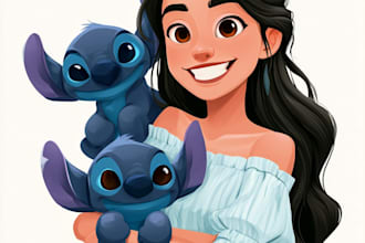 create disney cartoon illustration for you