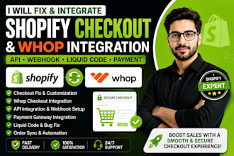 fix shopify checkout integrate whop API webhook liquid code stan store marketing