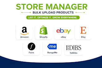 list and add products on amazon, shopify, ebay, etsy, wayfair, faire and 1stdibs