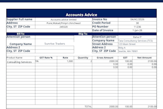 create an automated excel invoice system with gst calculations