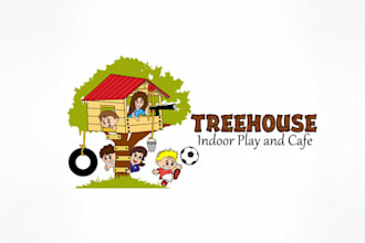 design tree house indoor play and cafe logo