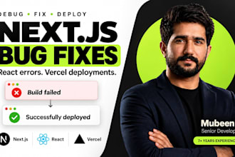 fix next js website bugs, react errors and vercel deploy issues