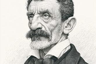 draw portrait illustration in vintage style or engraving