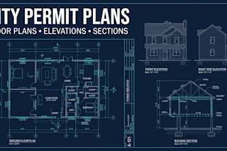 create city permit plans with floor plans, elevations and sections