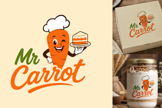 design retro, cartoon, mascot, and character logo for food brand