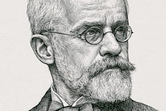 draw portrait illustration in vintage style or engraving