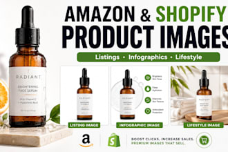 create amazon and shopify product listing images and ecommerce visuals