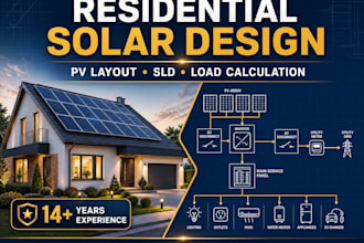 design a residential solar pv system with sld and electrical drawings