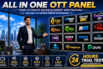 setup ip tv reseller panel, lion ott, mega ott, strong8k, dream4k, trex