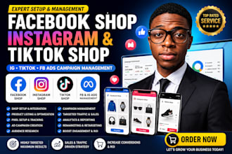 setup facebook shop instagram tiktok shop ig tiktok fb ads campaign management