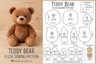 design custom stuffed animal sewing patterns with production tech packs