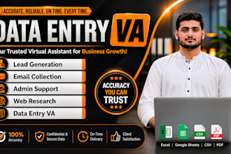 do data entry VA, email collection, web research and admin support task