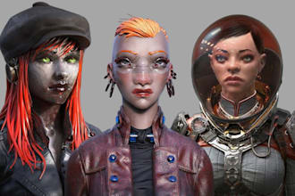 create stylized realistic 3d alien scifi game characters for unity and unreal