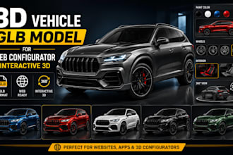 create 3d vehicle glb model for web configurator and interactive 3d