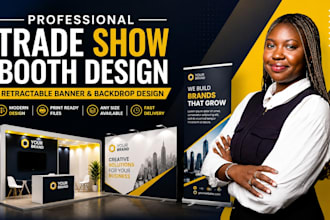 design 3d trade booth, kiosk, exhibition stand, booth, or stall