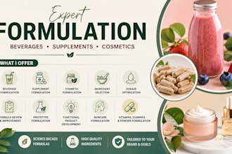 do beverages formulation, supplement, cosmetics formulation