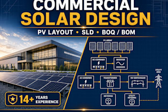 design a commercial solar pv system with sld and yield report