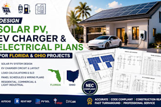 design solar pv, ev charger and electrical plans for florida and ohio projects