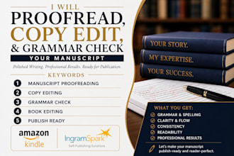 proofread, copy edit, and grammar check your manuscript