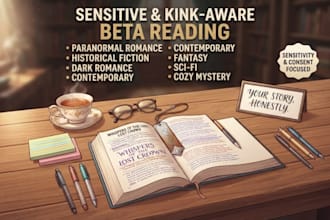 sensitive kinky beta reader, beta reading paranormal romance, historical fiction