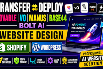 transfer deploy lovable v0 manus base44 bolt ai website design shopify wordpress