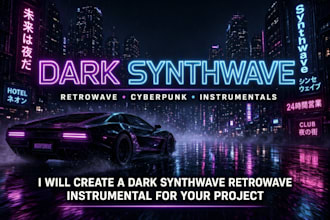 create a dark synthwave retrowave instrumental for your project intro or outro