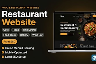 build a wordpress restaurant website for cafe, pizza, or fine dining