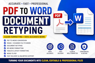 retype documentsconvert PDF to word and format ms word files