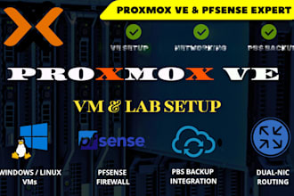 setup proxmox ve with pfsense, vms, lxc, and backup server