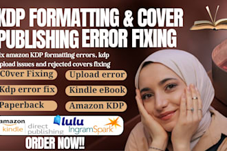 fix amazon KDP formatting errors, kdp upload issues and rejected covers
