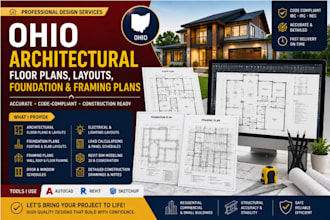 create ohio architectural floor plans layouts, foundation and framing plans