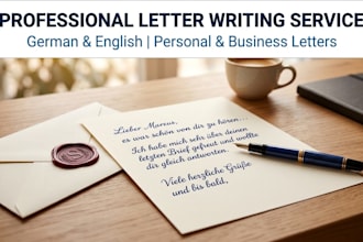 write heartfelt letters, thank you notes and texts in german for you