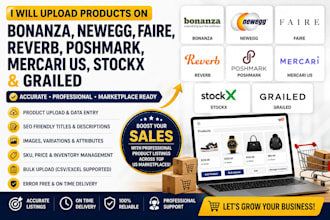 upload product on bonanz newegg faire reverb poshmark mercari US stockx grailed