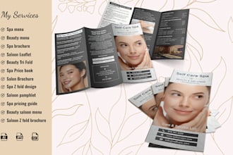design spa salon beautician makeup class flyer brochure rate card z fold