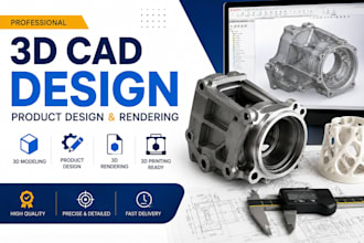 do 3d cad design, architectural cad, product cad, mechanical cad, 3d modeling