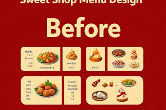 design beautiful bengali restaurant and sweet shop menu