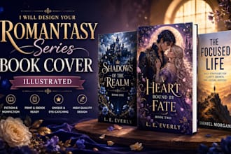 design your romantasy series book cover, illustrated