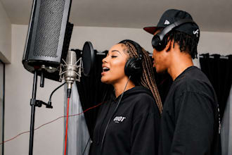 create a male and female duet rap song, hip hop and trap vocals