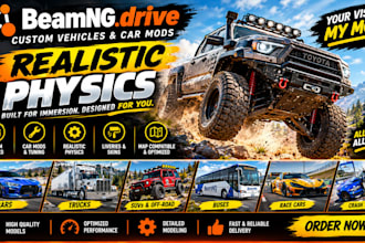 custom beamng drive vehicle, car mods with realistic physics
