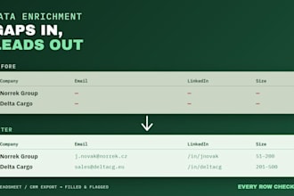 enrich your spreadsheet by adding missing emails and linkedin data