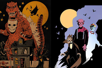 design a retro horror poster, vintage movie poster, slasher art, or vhs cover