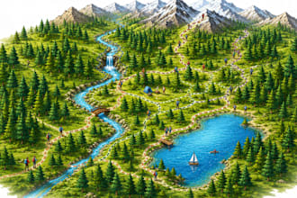 create a custom vector map, trail map and hiking map for your projects